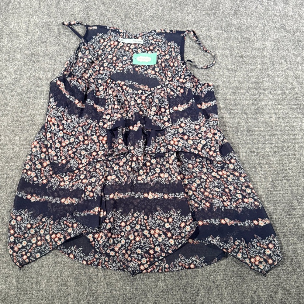 Maurices Floral Navy Blue Sleeveless Tank Top Womens Medium NEW‎ NWT